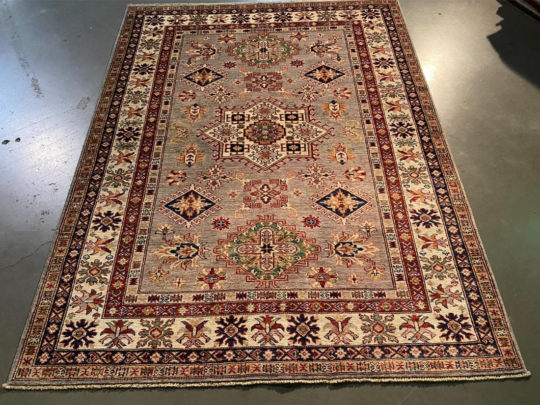EXQUISITE FINE SUPER KAZAK RUG 5'.1"x6'.7" - 5