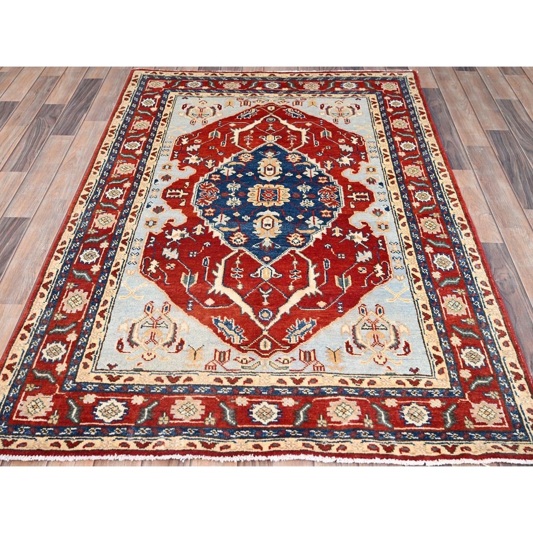 Red, Serapi Heriz Design, Soft Wool, Hand Knotted, Oriental Rug - 2