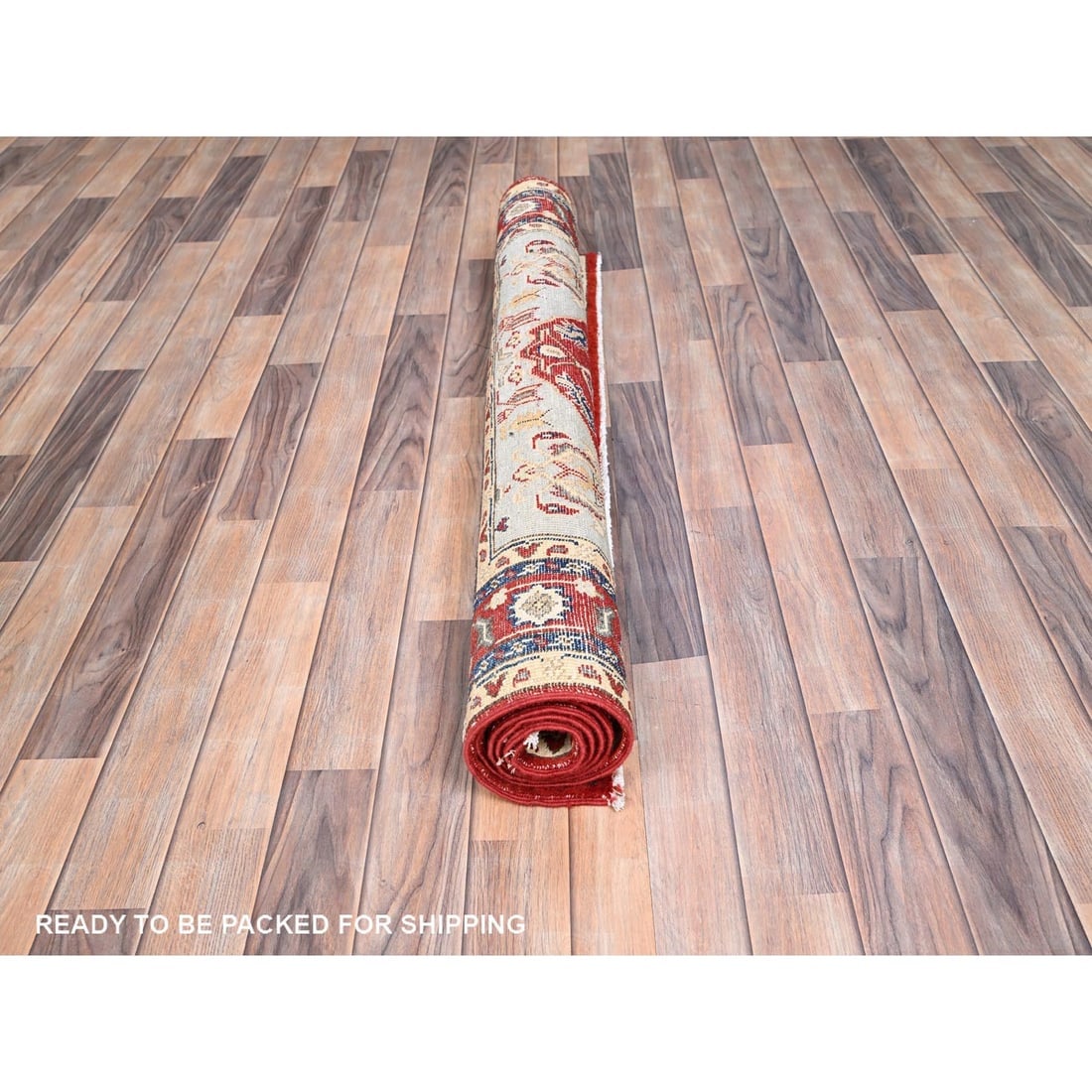 Red, Serapi Heriz Design, Soft Wool, Hand Knotted, Oriental Rug - 5