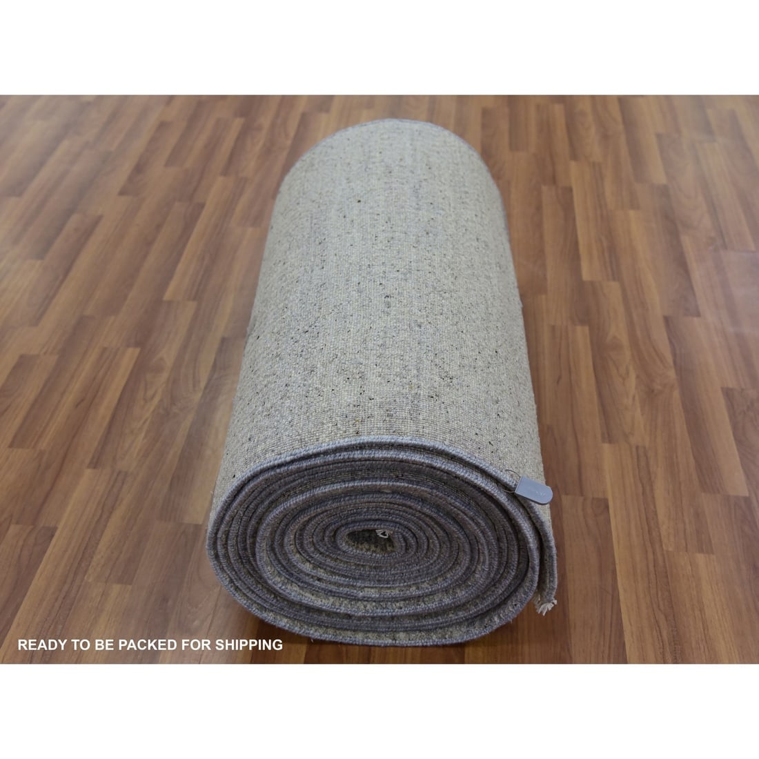 Gray Hand Knotted Organic Undyed Wool XL Runner Grass Design Rug - 5