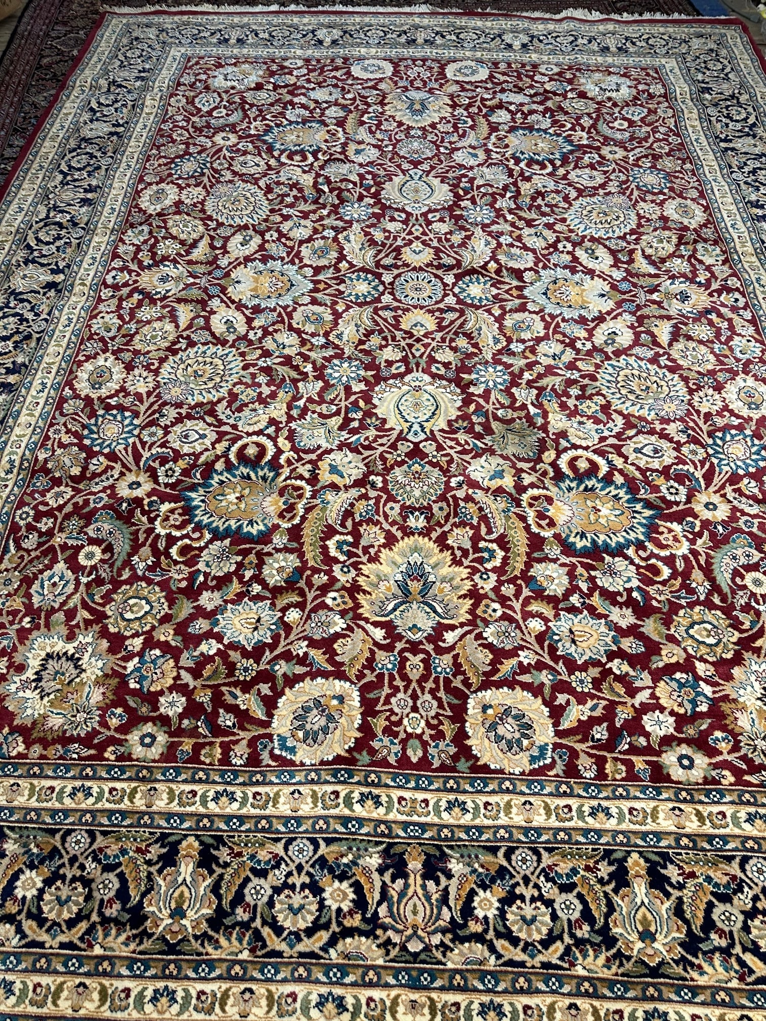 Hand Knotted Tabriz Rug 9.8x12 ft - 8