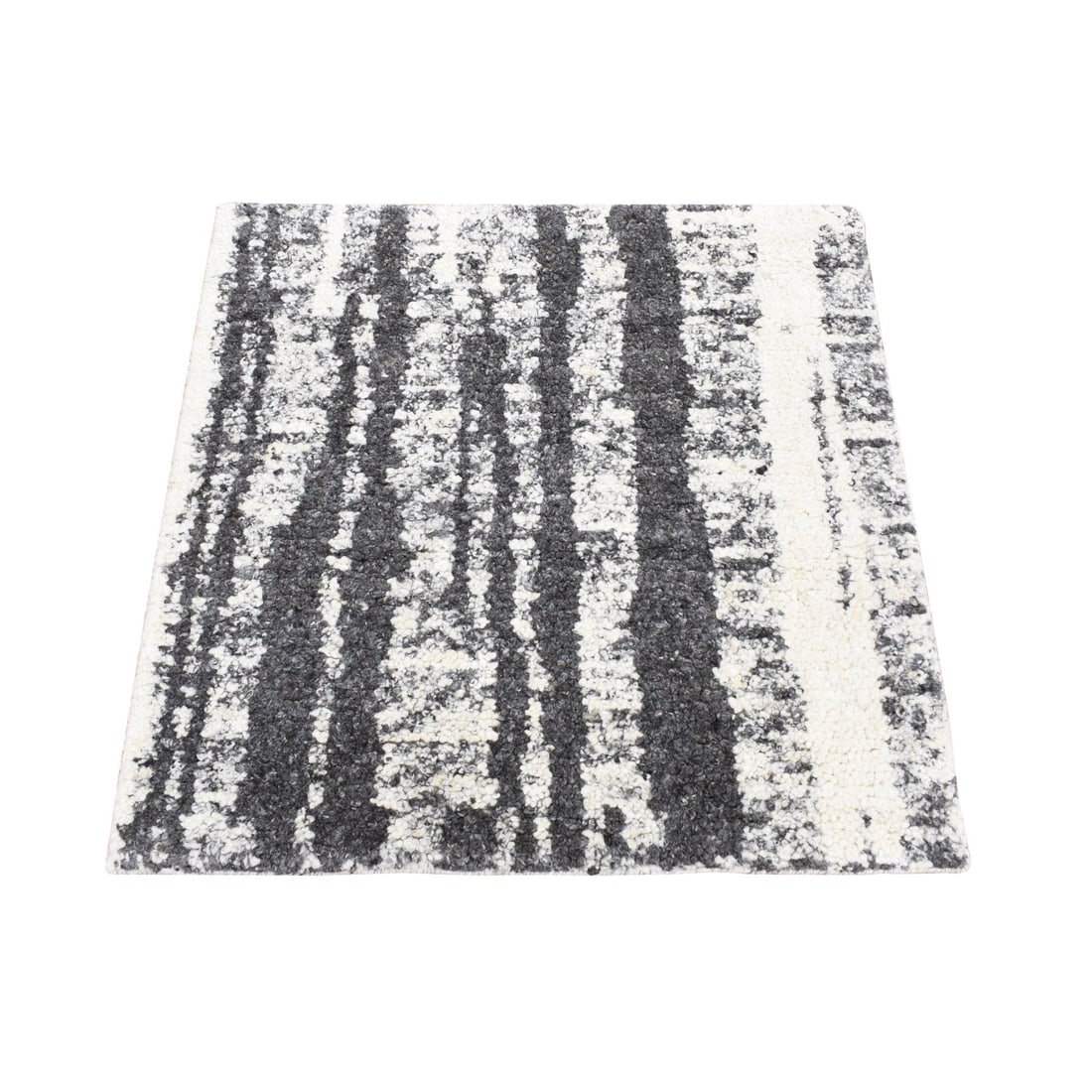 Olive Black, Modern Vertical Broken Wool Hand Knotted Oriental Rug: Title: Olive Black, Modern Vertical Broken Wool Hand Knotted Oriental Rug Description:This is a truly genuine one-of-a-kind. It has been Knotted for months and months in the centuries-old weaving craf