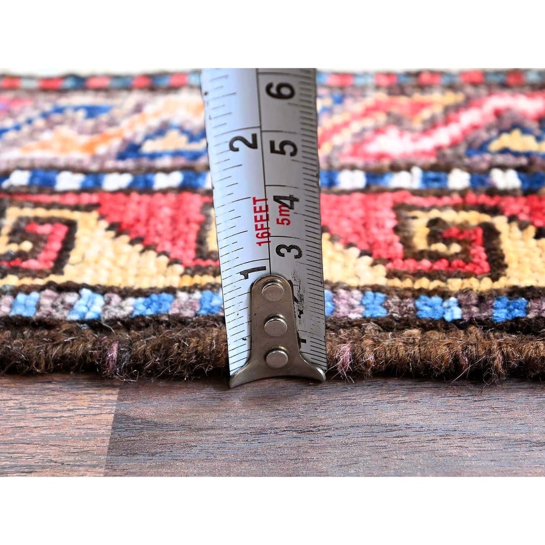 Blue Afghan Ersari with Caucasian Design Revival Hand Knotted Wool Rug - 6