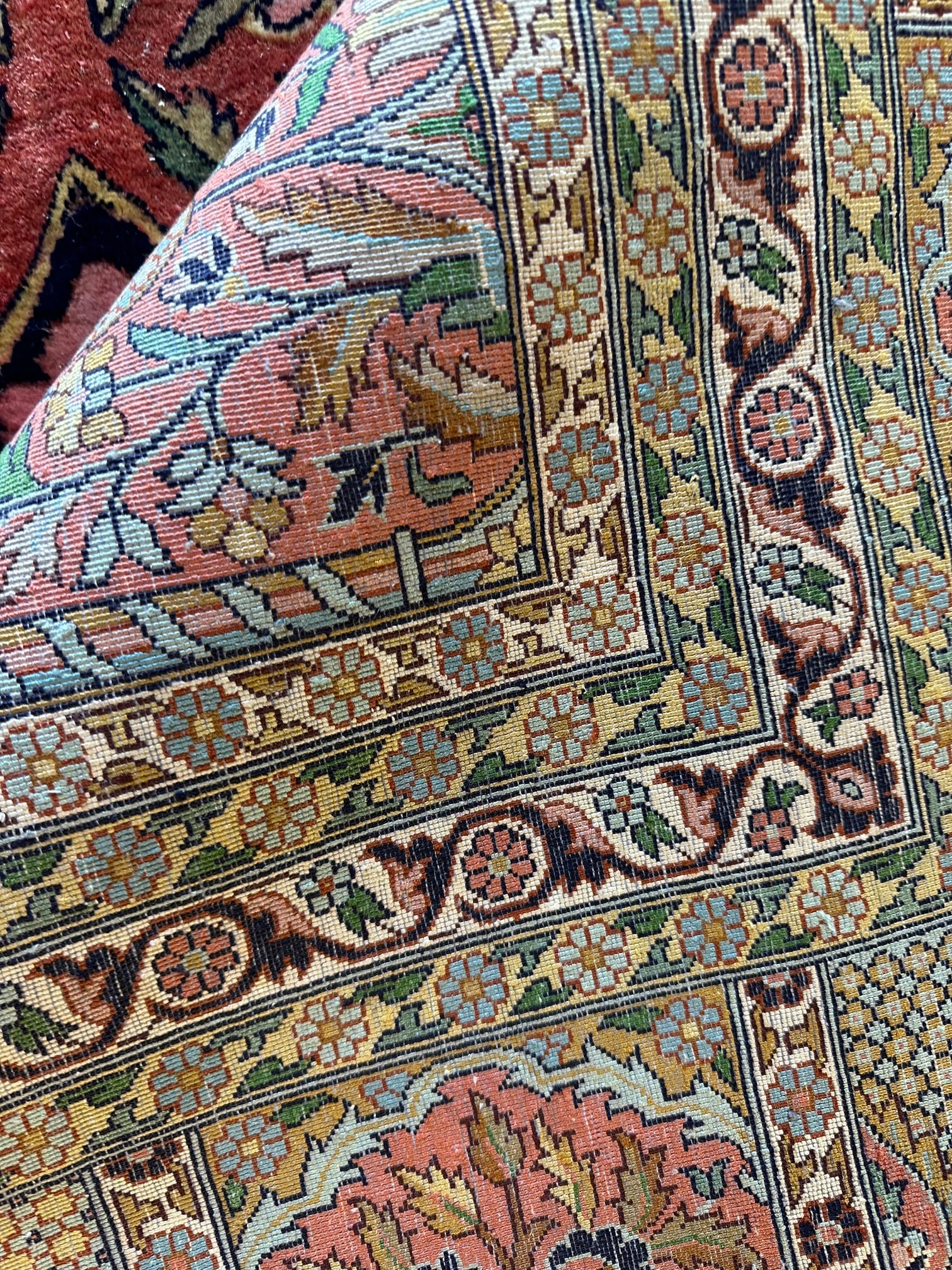 Hand Knotted Kashmir silk 9x12 - 5