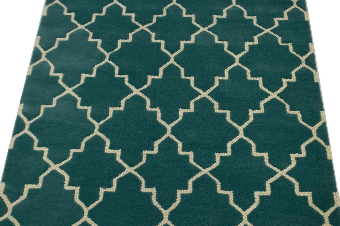 Teal Trellis 5X8 Hand-Tufted Modern Rug - 4