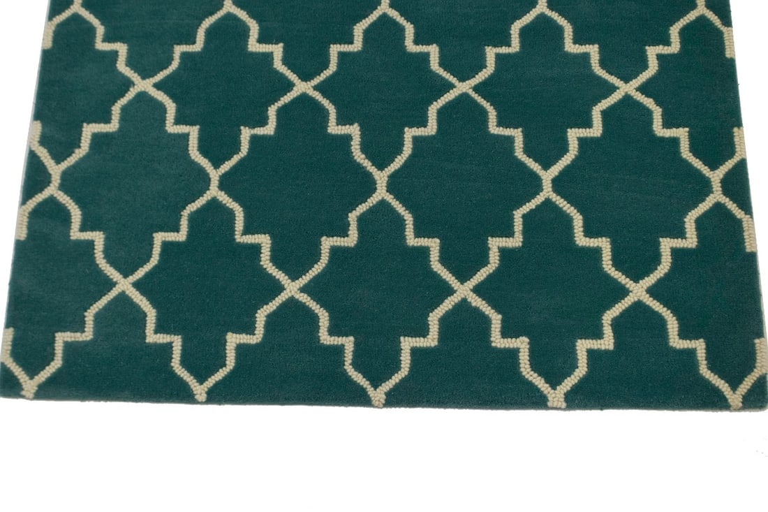 Teal Trellis 5X8 Hand-Tufted Modern Rug - 5