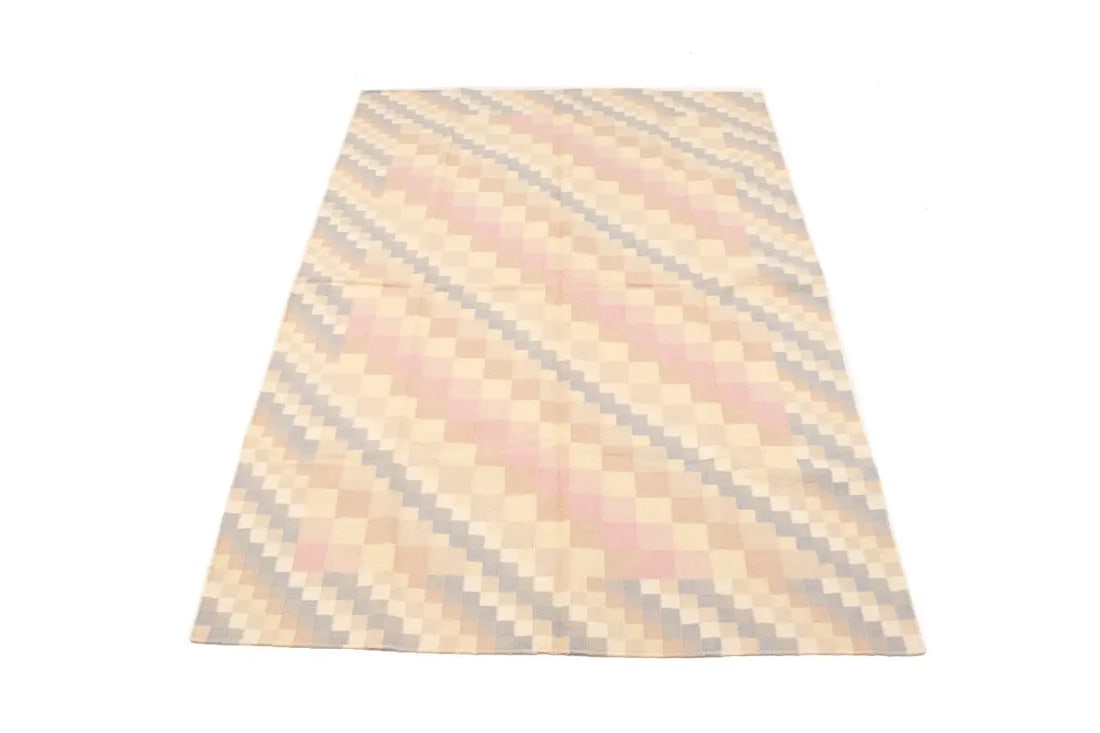 Multicolored Geometric Dhurrie 5'8X8'4 Indian Oriental Rug - 3