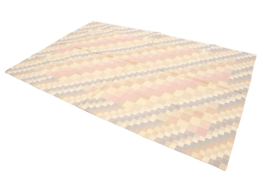 Multicolored Geometric Dhurrie 5'8X8'4 Indian Oriental Rug - 4