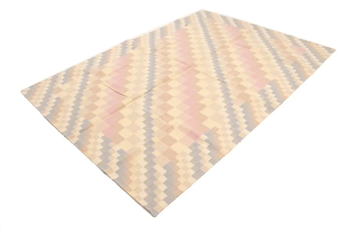 Multicolored Geometric Dhurrie 5'8X8'4 Indian Oriental Rug - 5
