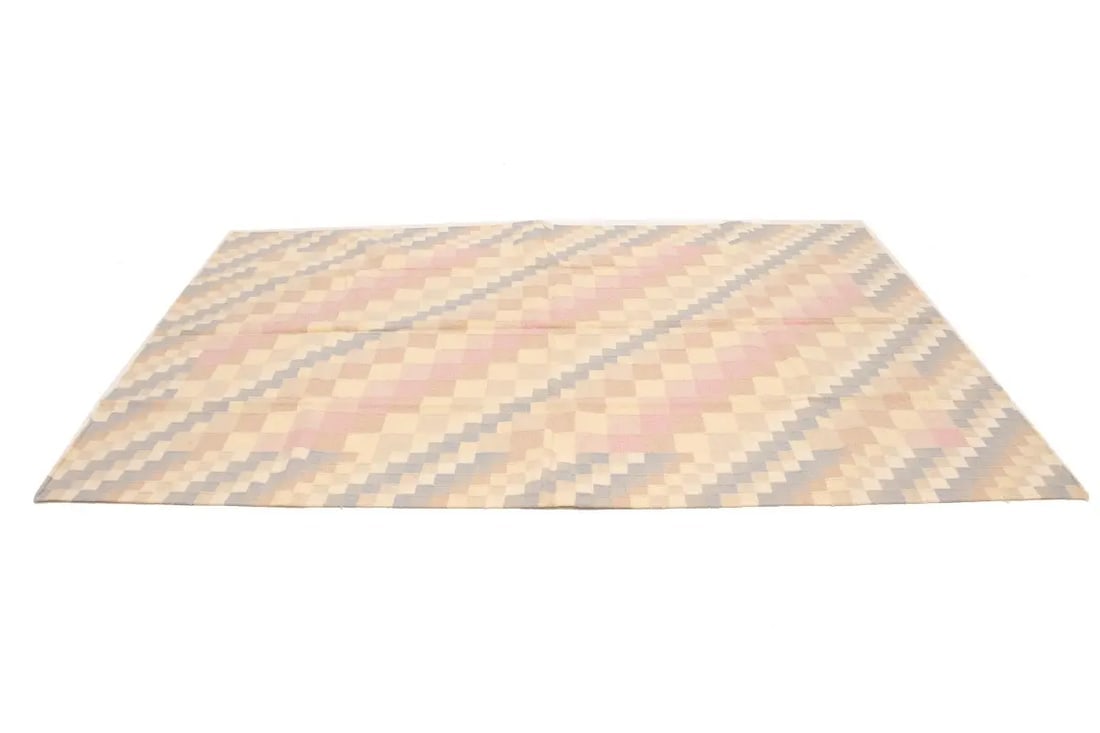 Multicolored Geometric Dhurrie 5'8X8'4 Indian Oriental Rug - 6