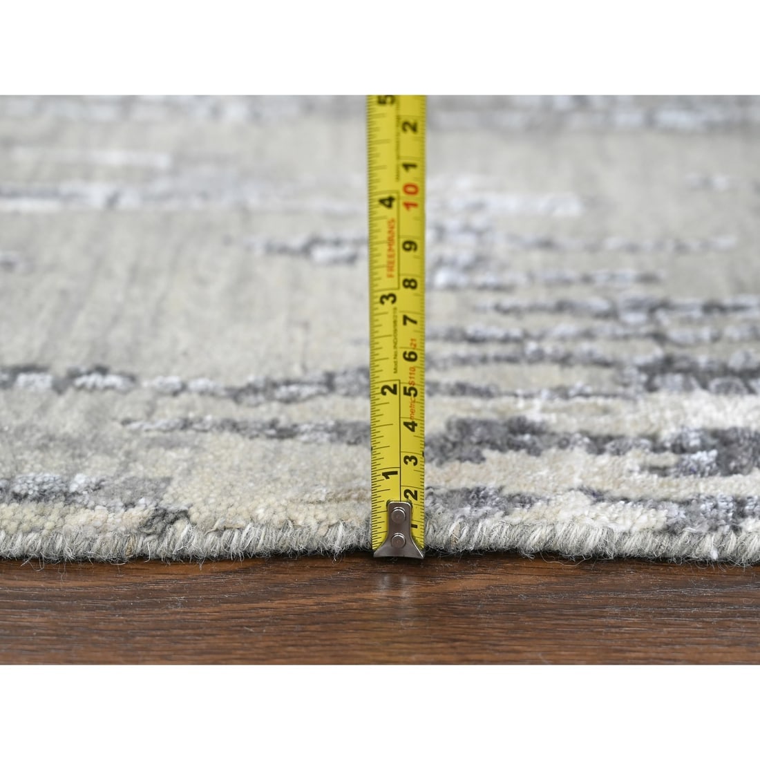 Taupe Hand Knotted Abstract Design Wool XL Runner Oriental Rug - 7