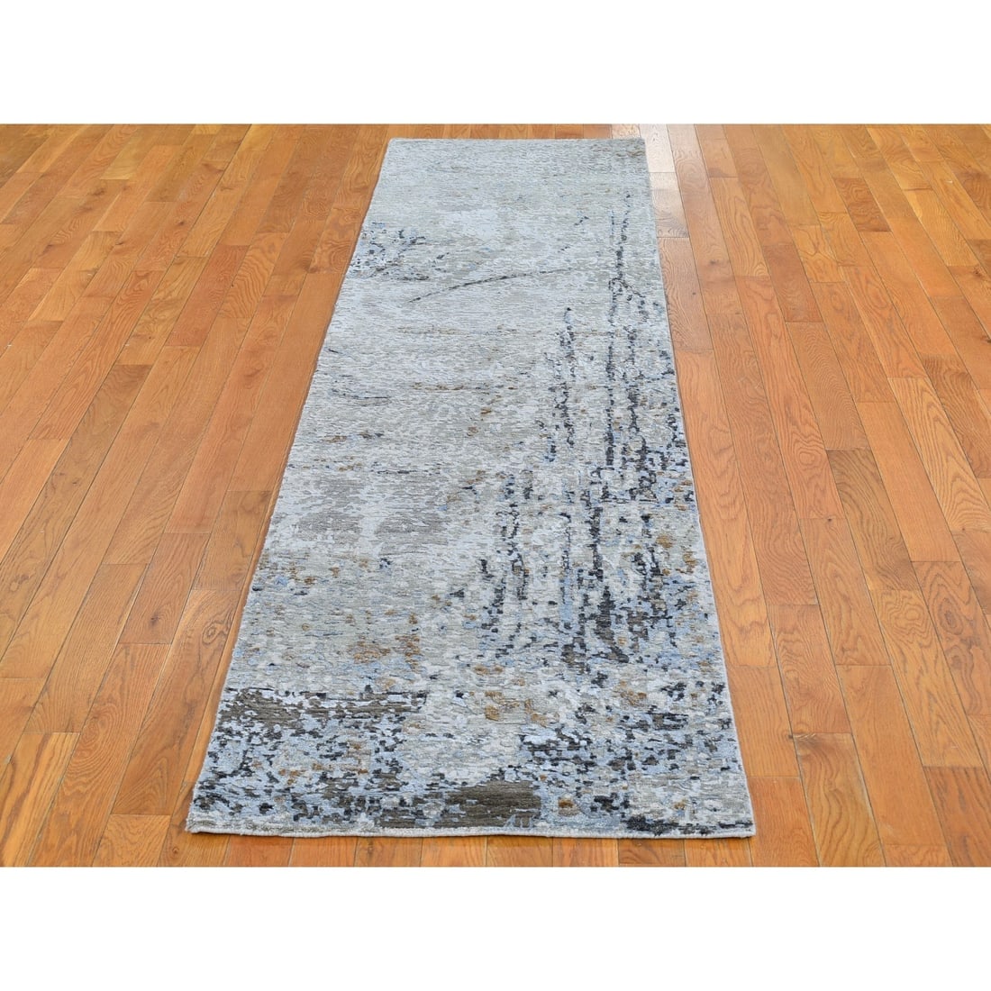 Gray Persian Knot with Abstract Design Wool Denser Weave Rug - 2