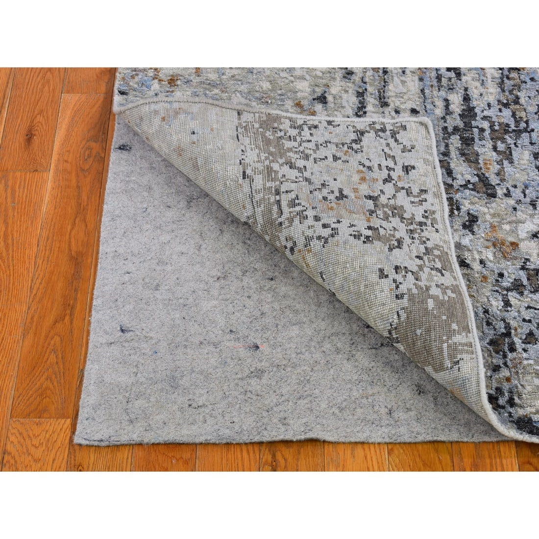 Gray Persian Knot with Abstract Design Wool Denser Weave Rug - 4