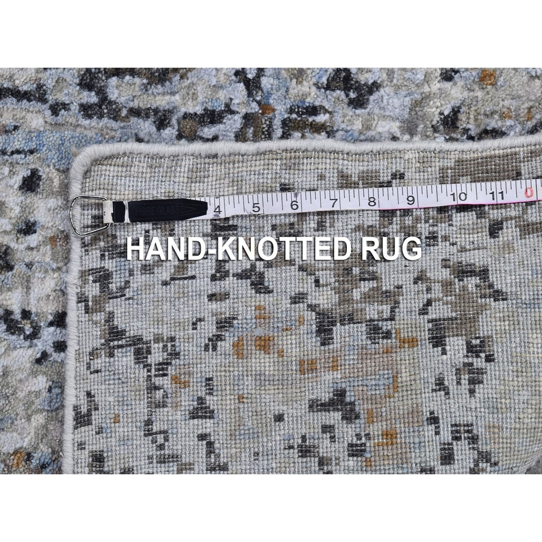 Gray Persian Knot with Abstract Design Wool Denser Weave Rug - 7