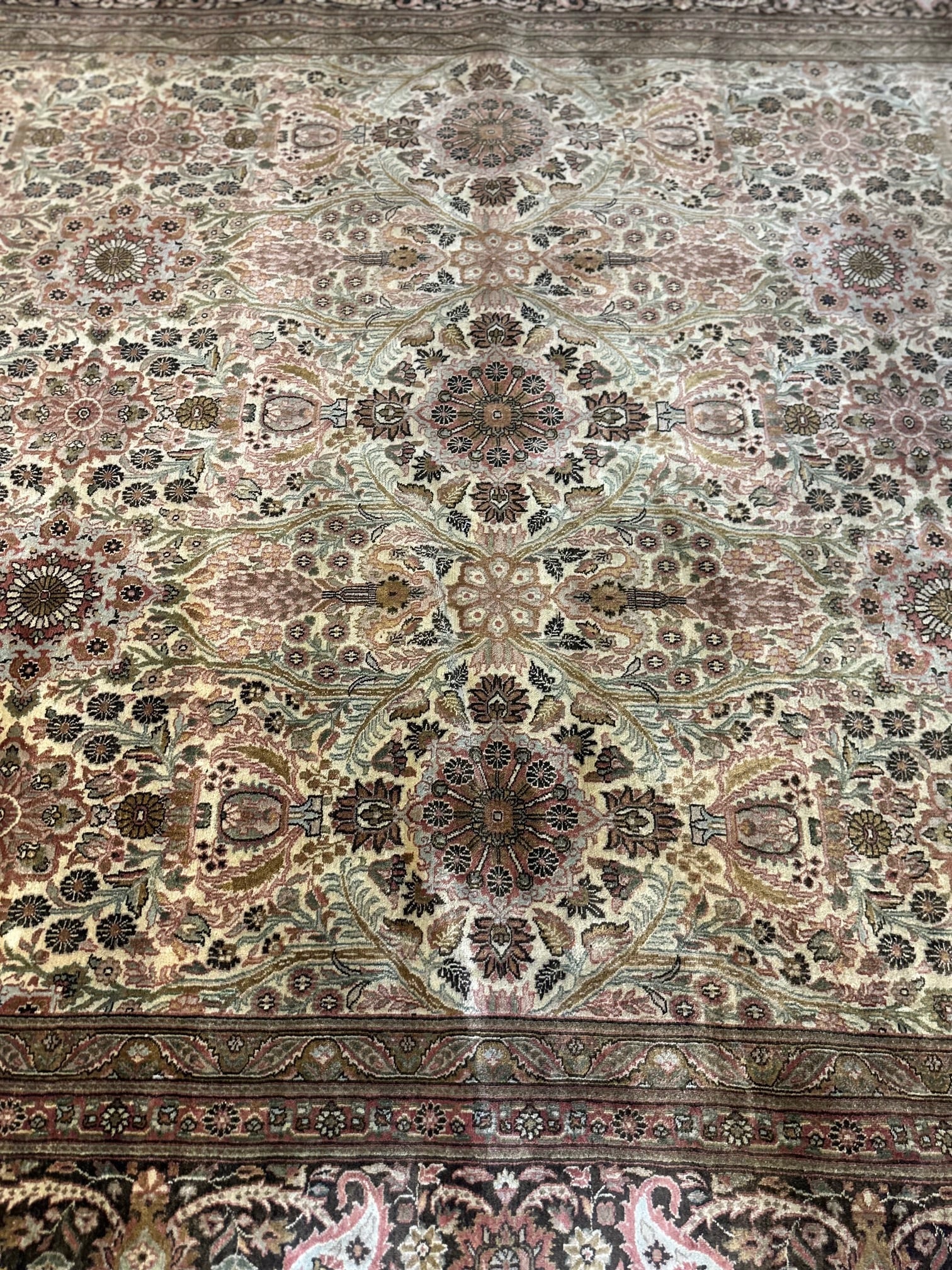 Hand Knotted Oushak Rug 8.10x11.10 ft - 4