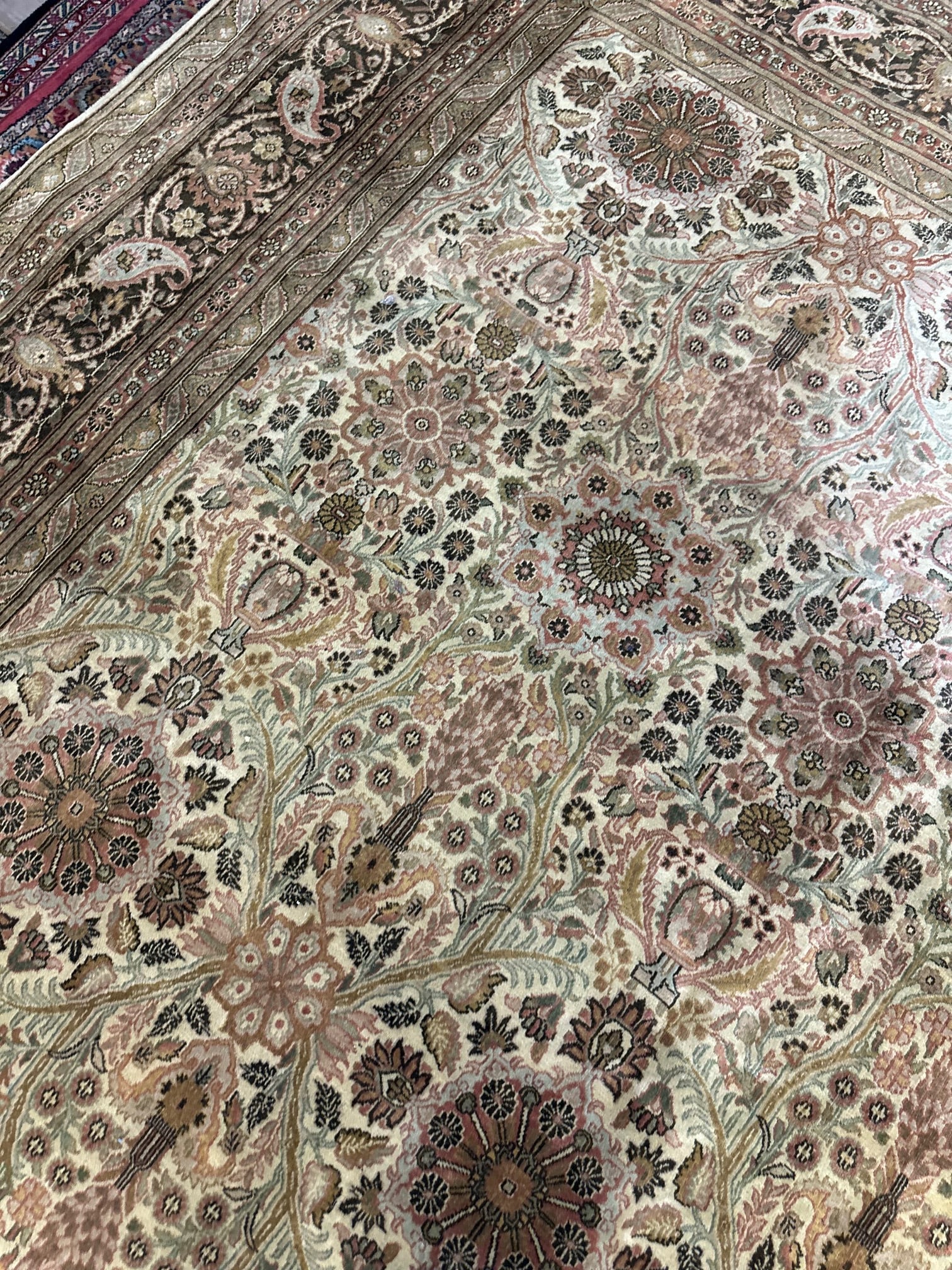 Hand Knotted Oushak Rug 8.10x11.10 ft - 6