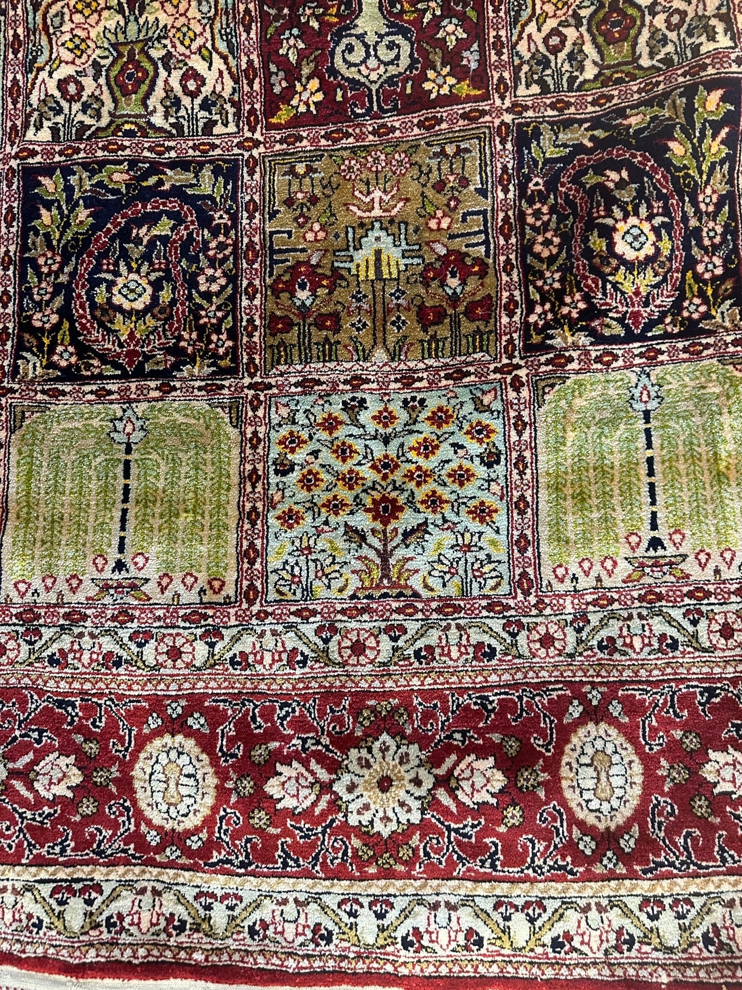 Very Rare Fine Hand Knotted Persian Qum Silk Garden Design 4.5x6.5 ft - 2