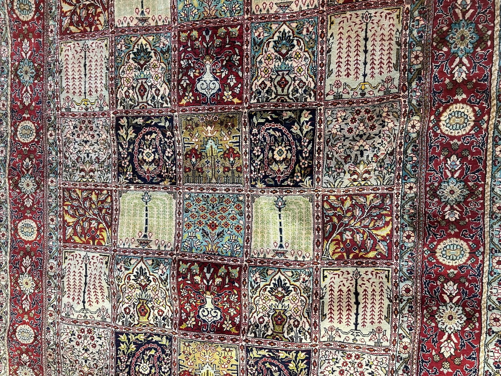 Very Rare Fine Hand Knotted Persian Qum Silk Garden Design 4.5x6.5 ft - 4