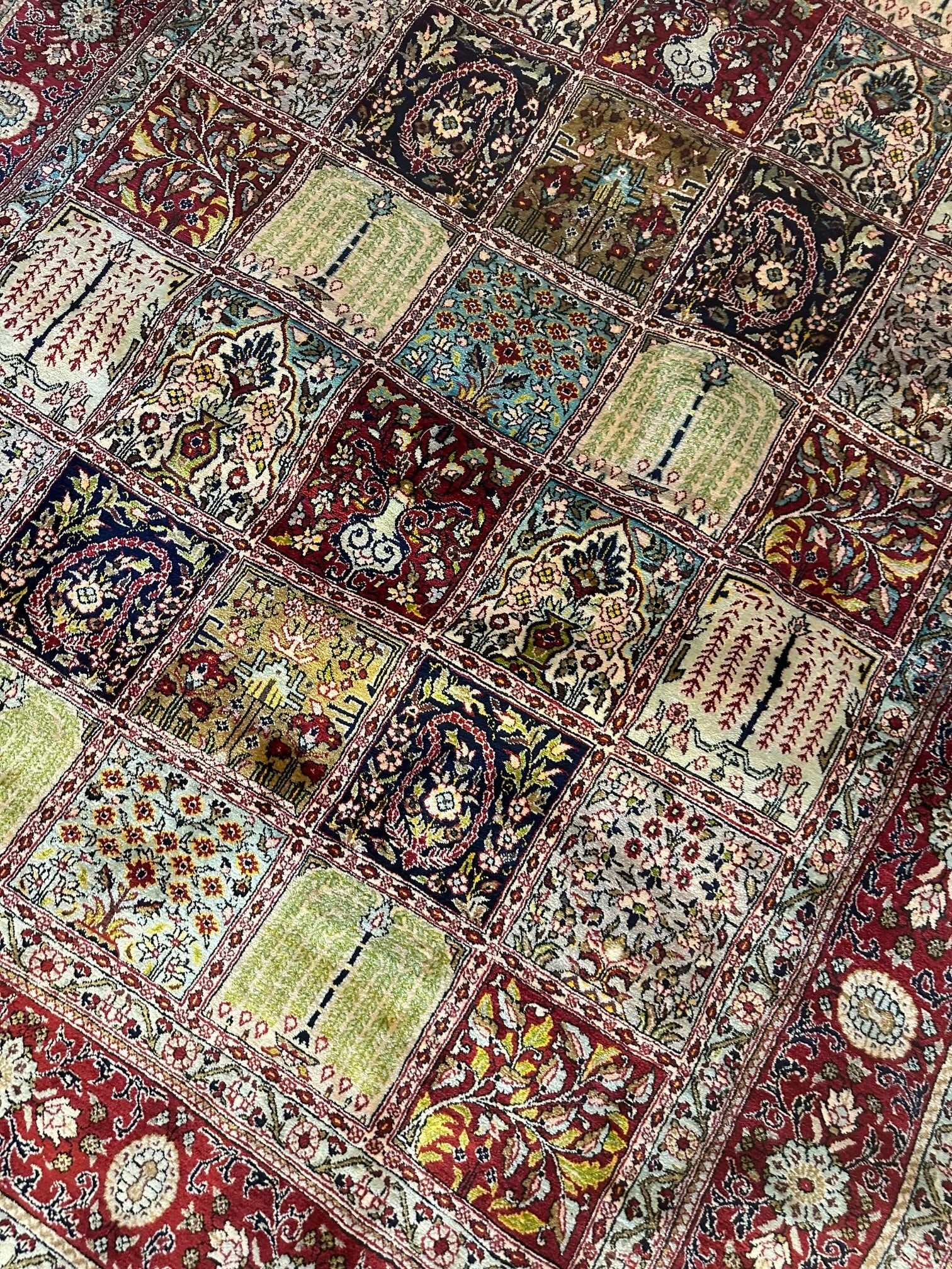 Very Rare Fine Hand Knotted Persian Qum Silk Garden Design 4.5x6.5 ft - 6