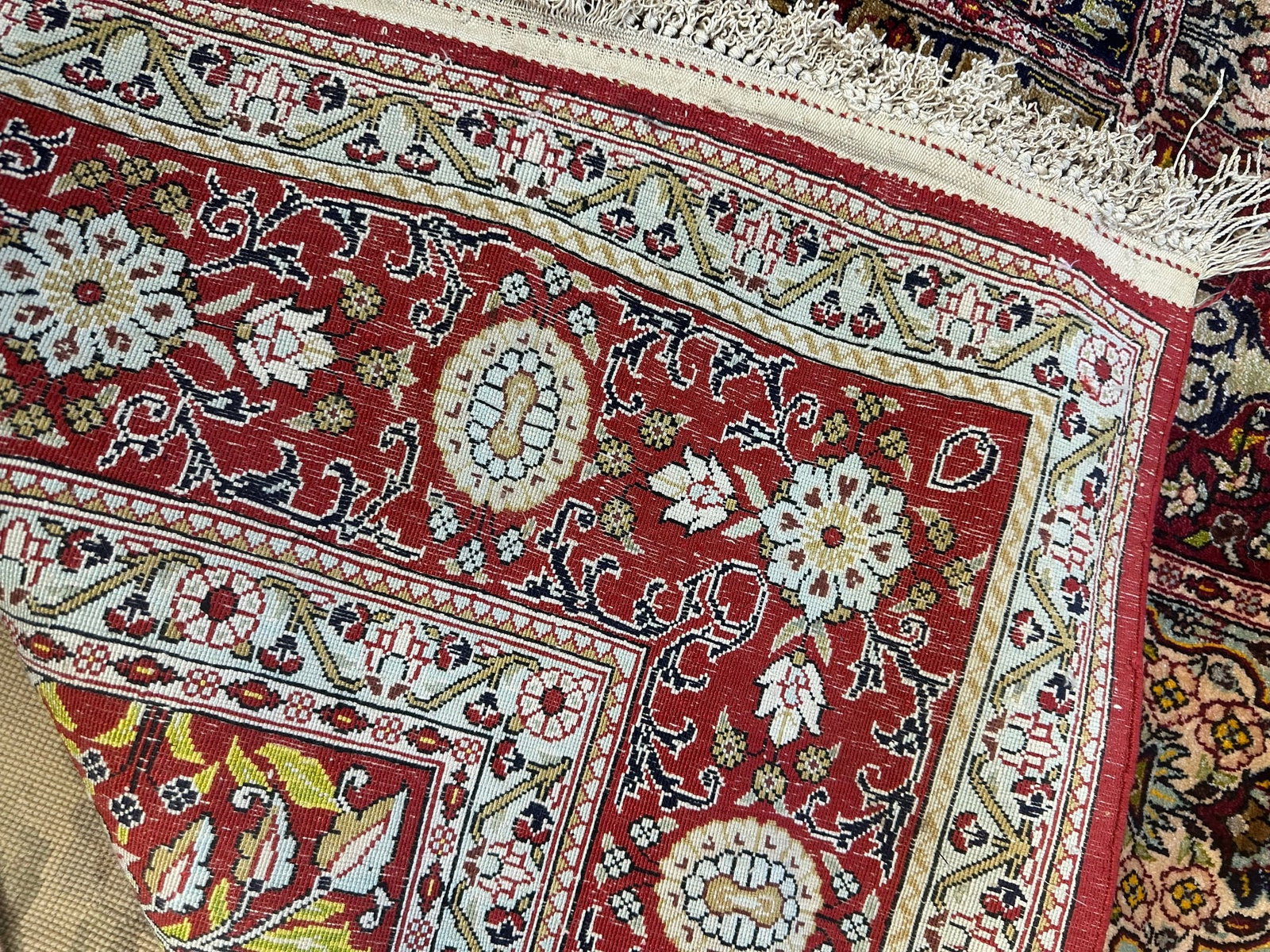 Very Rare Fine Hand Knotted Persian Qum Silk Garden Design 4.5x6.5 ft - 7