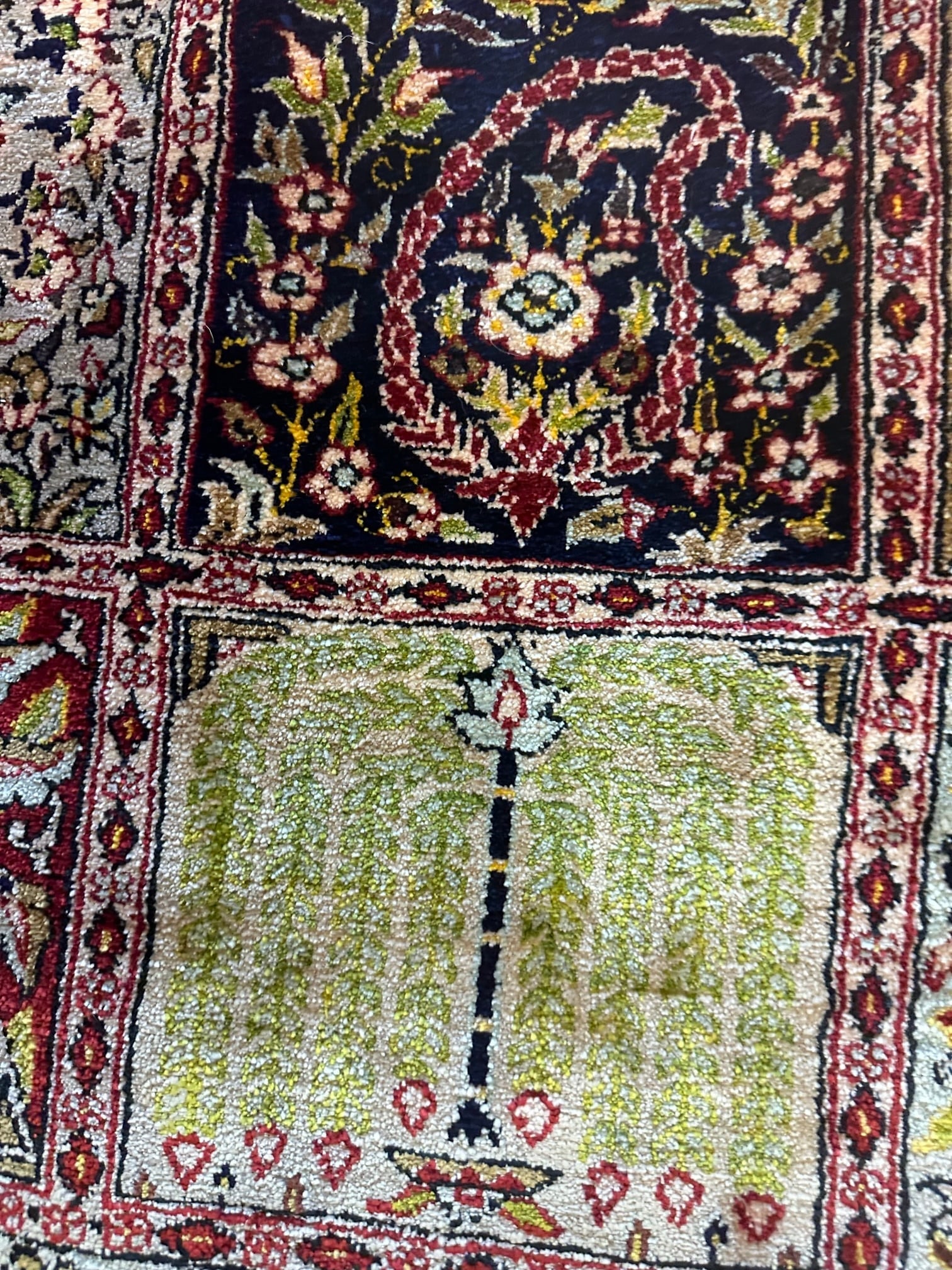 Very Rare Fine Hand Knotted Persian Qum Silk Garden Design 4.5x6.5 ft - 8