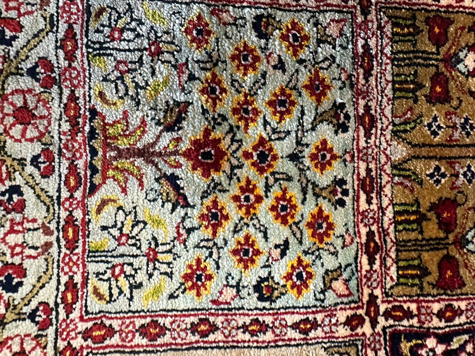 Very Rare Fine Hand Knotted Persian Qum Silk Garden Design 4.5x6.5 ft - 9
