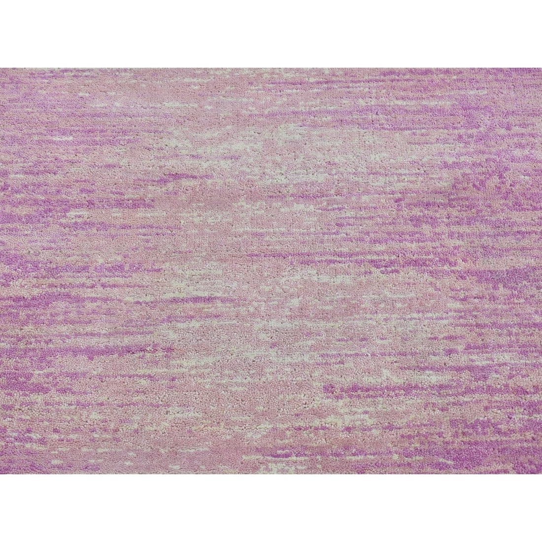 Hand Knotted Pink Thick and Plush Pure Wool Only Ombre Design Rug - 2