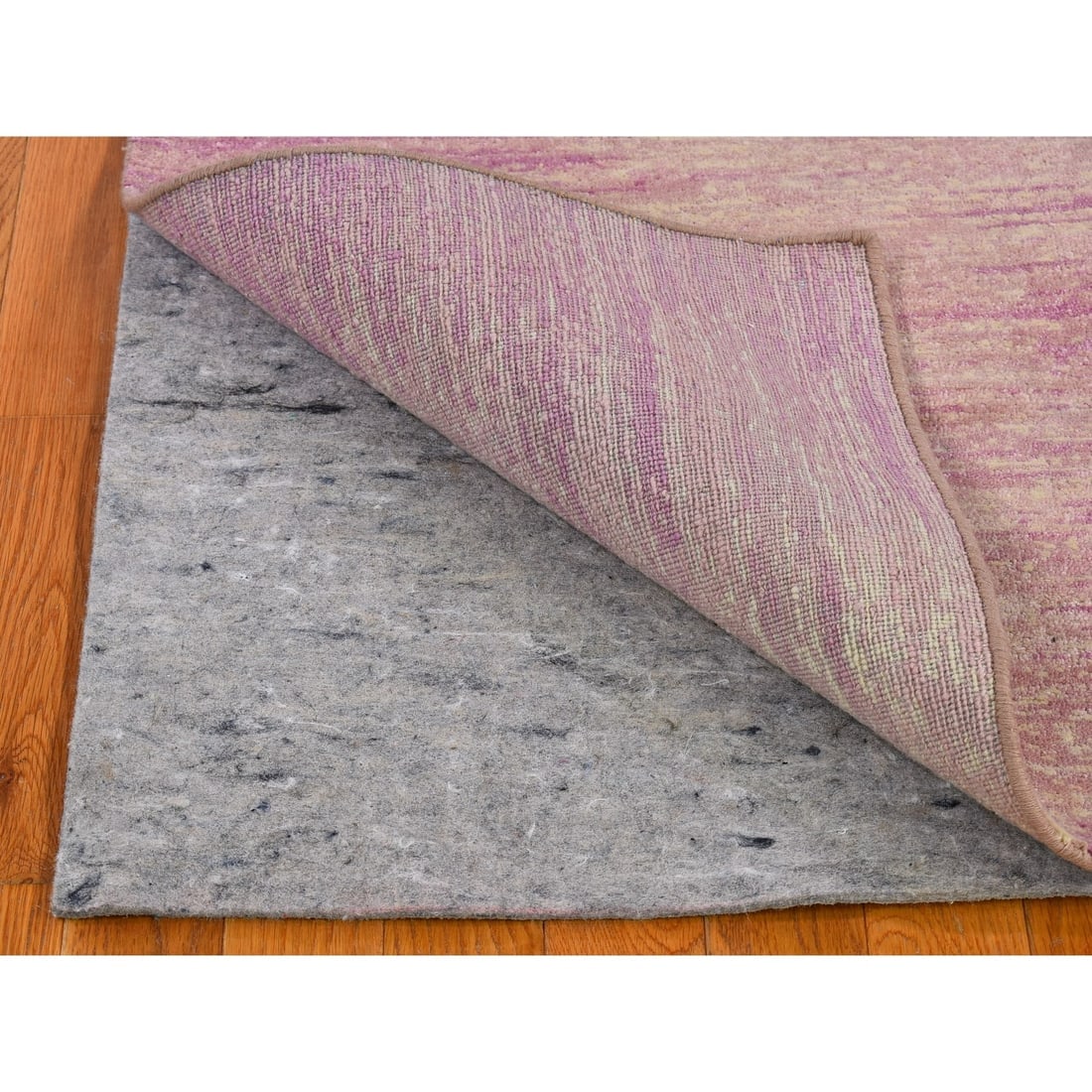 Hand Knotted Pink Thick and Plush Pure Wool Only Ombre Design Rug - 4
