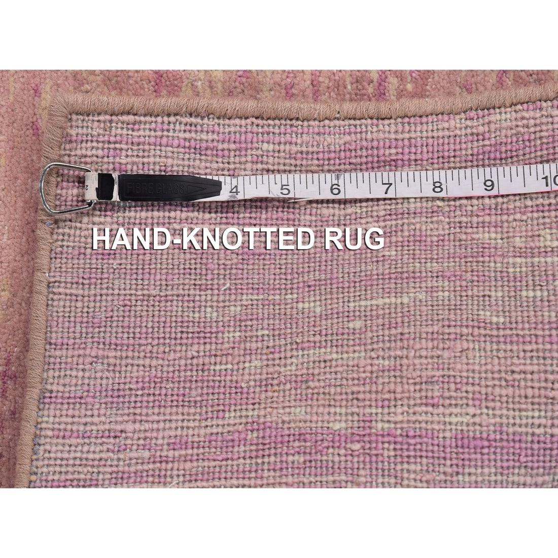 Hand Knotted Pink Thick and Plush Pure Wool Only Ombre Design Rug - 7