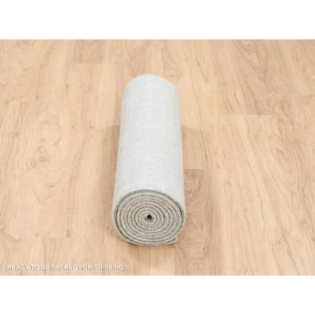 Fine Jacquard Gray Hand Loomed Modern Wool-Silk Runner Oriental Rug - 6