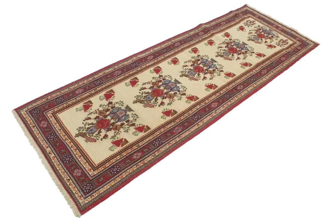Cream Tribal 3X8 Sumak Persian Runner Rug - 5