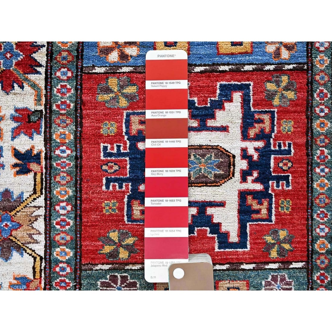Colorful Caucasian Design Revival Soft Wool Hand Knotted Runner Rug - 4