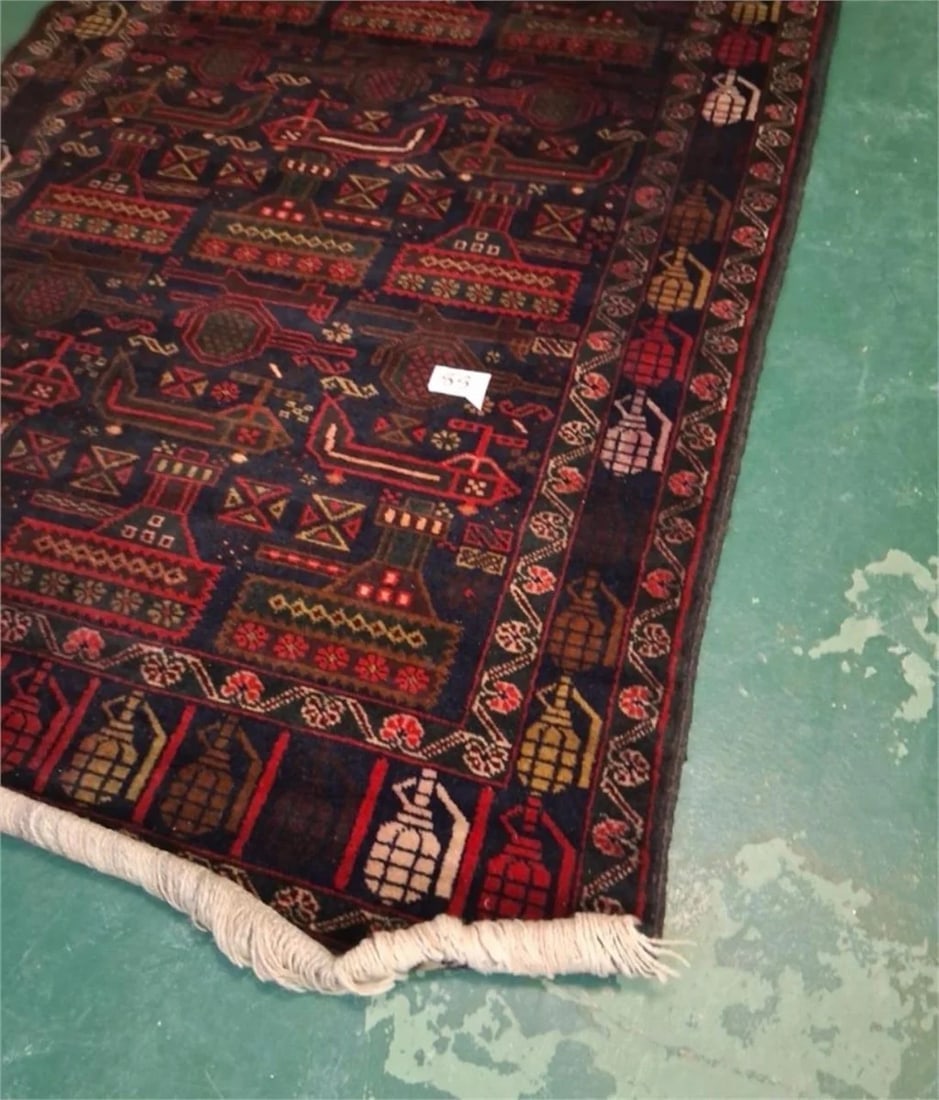 Hand Knotted Persian Hamedan Rug 4.2x6.4 ft - 2