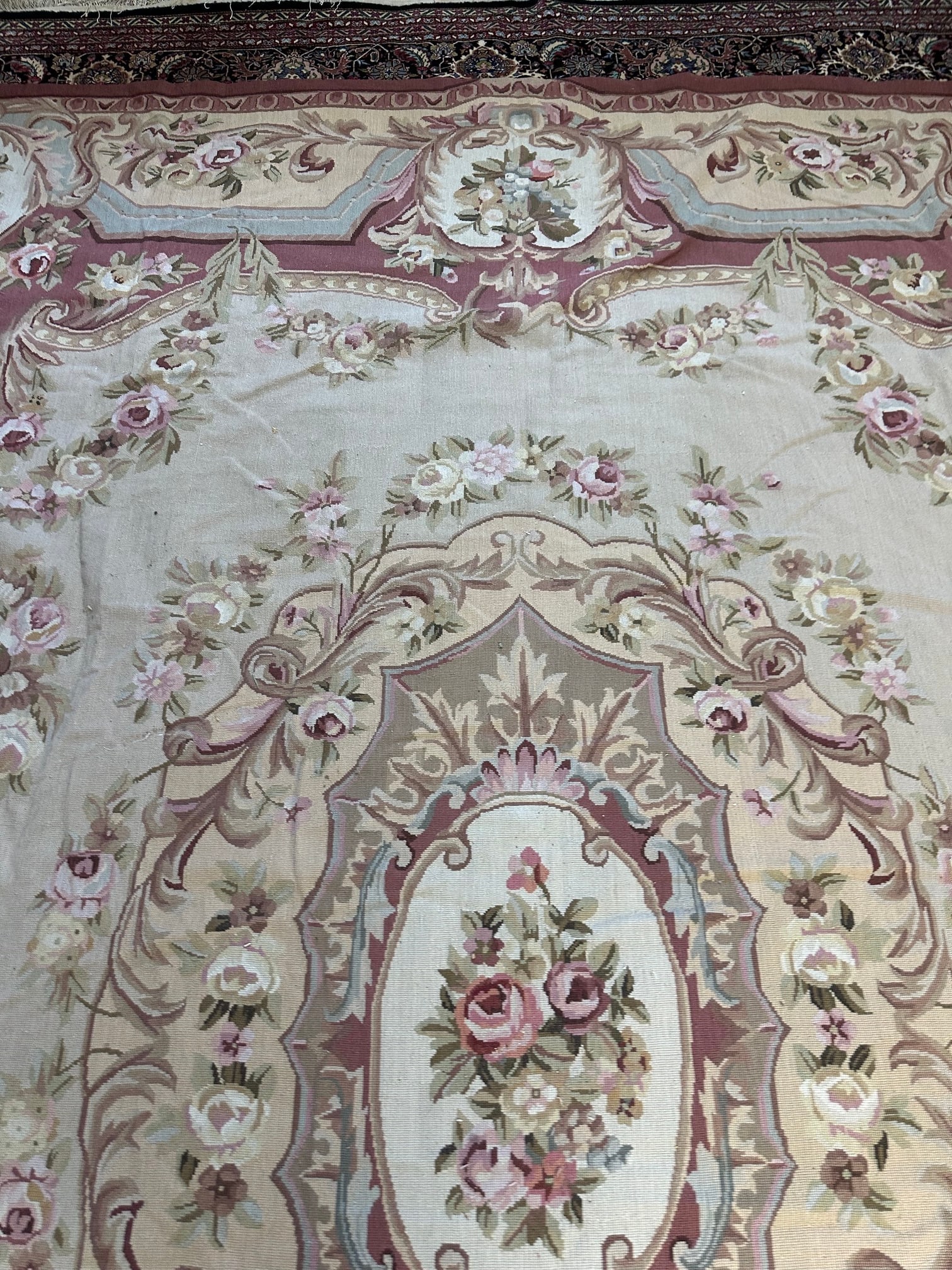 Hand Knotted Needlepoint Rug 9x12 ft - 4