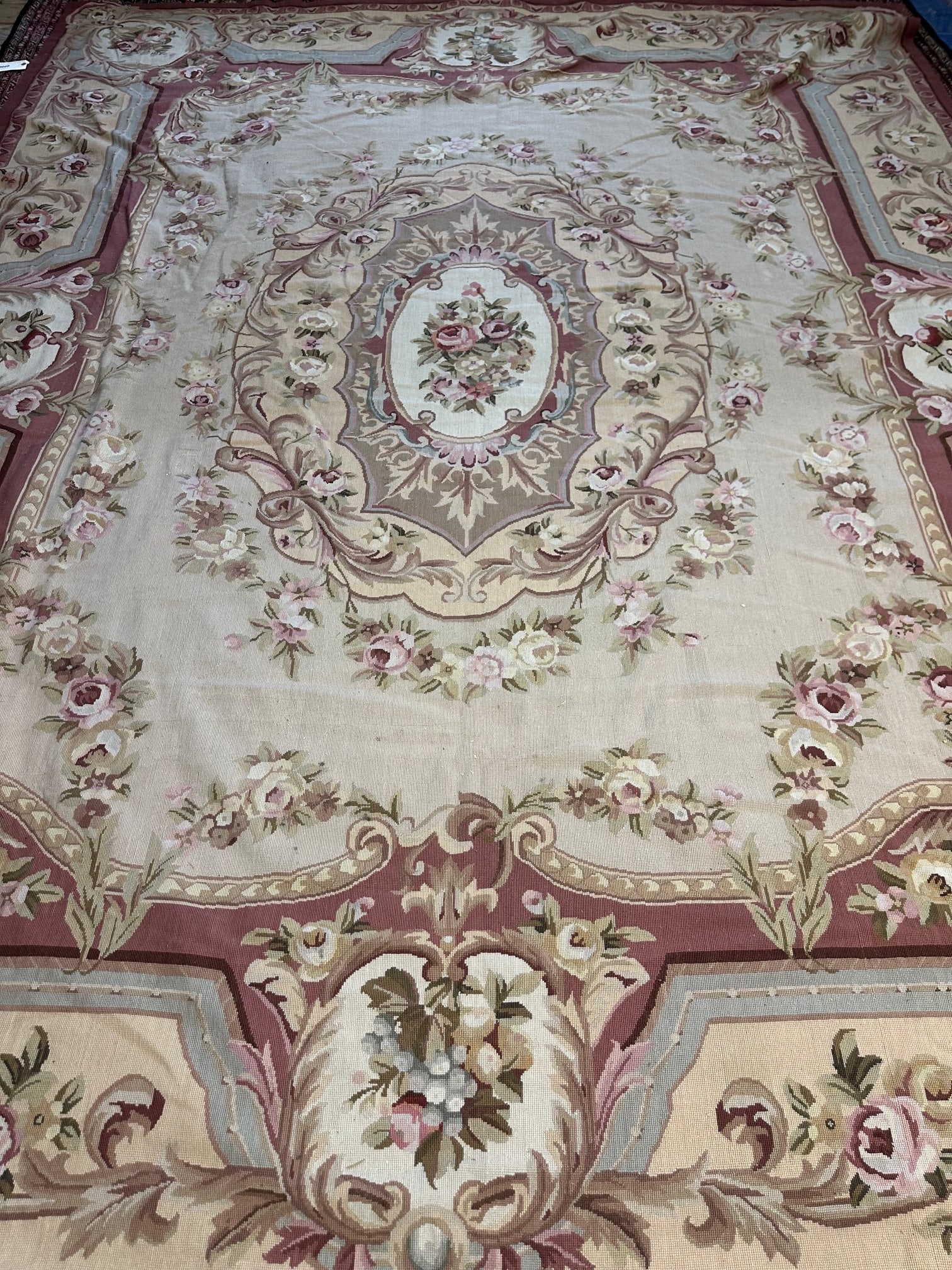 Hand Knotted Needlepoint Rug 9x12 ft - 7