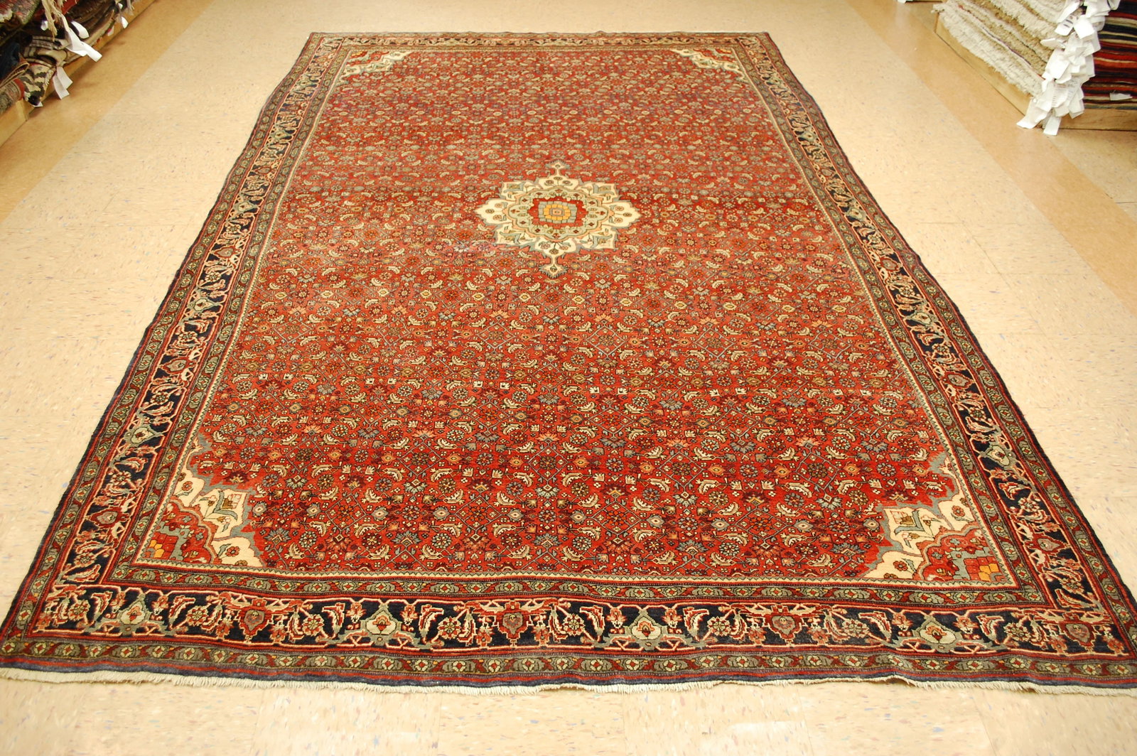 Persian BIJAR RUG 7' x 11'6": Title: Persian BIJAR RUG 7' x 11'6" Descritpion:OLD,ANTIQUE DETAILED FINE CLASSIC VILLAGE WOVEN Persian BIJAR ORIENTAL RUG with exact size of 7' x 11' 6" Highly detailed allover design field fine and 