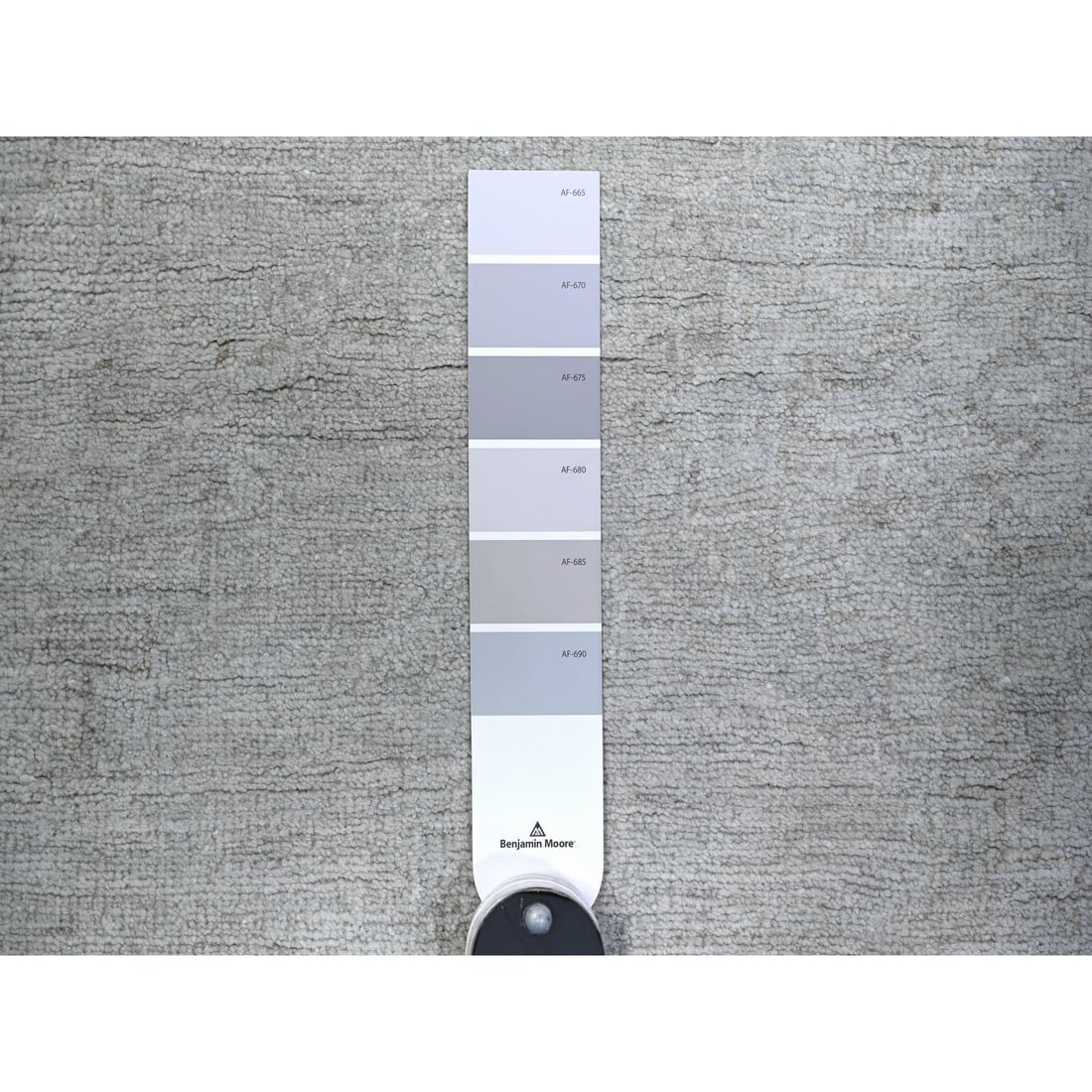 Platinum Gray, White Wash Peshawar, Pure Wool Hand Knotted Rug - 3