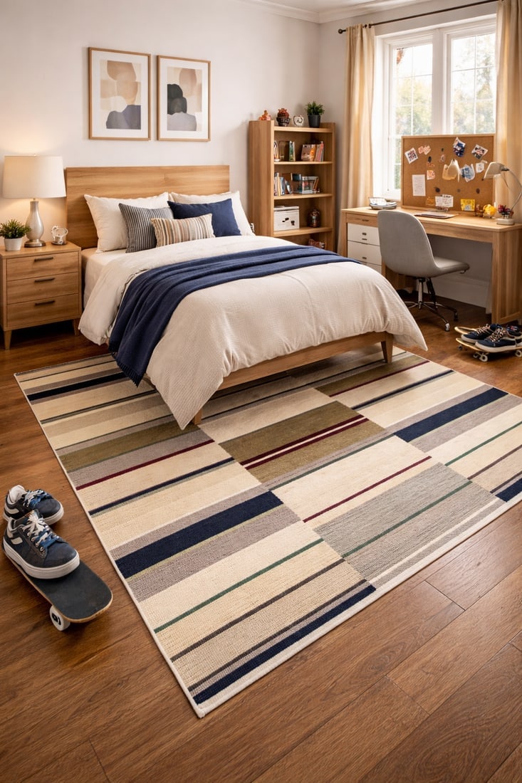 Multicolored Stripes 5X8 Hand-Tufted Modern Rug - 2