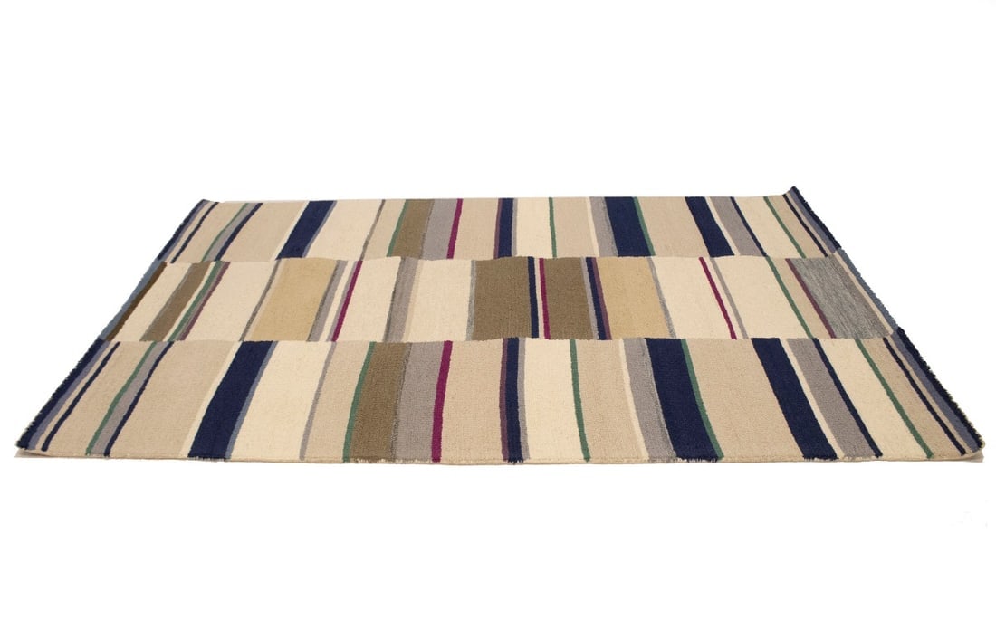 Multicolored Stripes 5X8 Hand-Tufted Modern Rug - 5