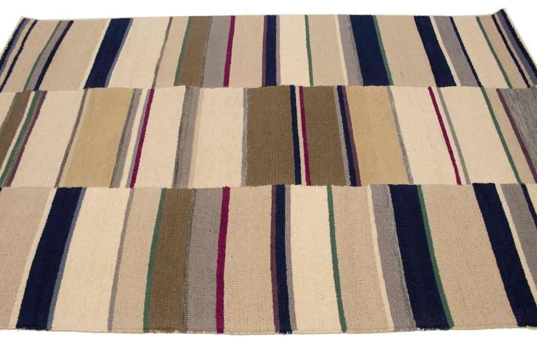 Multicolored Stripes 5X8 Hand-Tufted Modern Rug - 6