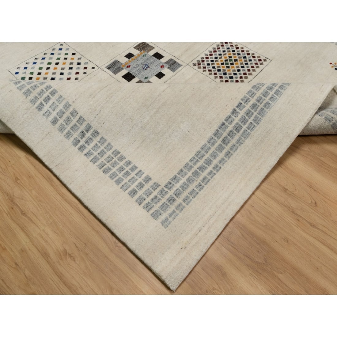 White Modern Wool Hand Knotted Animal Figurines Lori Buft Gabbeh Rug - 6