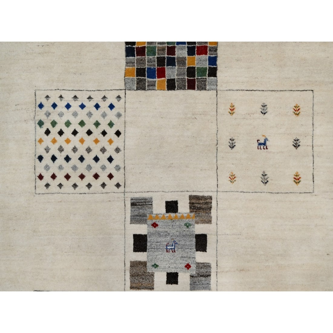 White Modern Wool Hand Knotted Animal Figurines Lori Buft Gabbeh Rug - 8