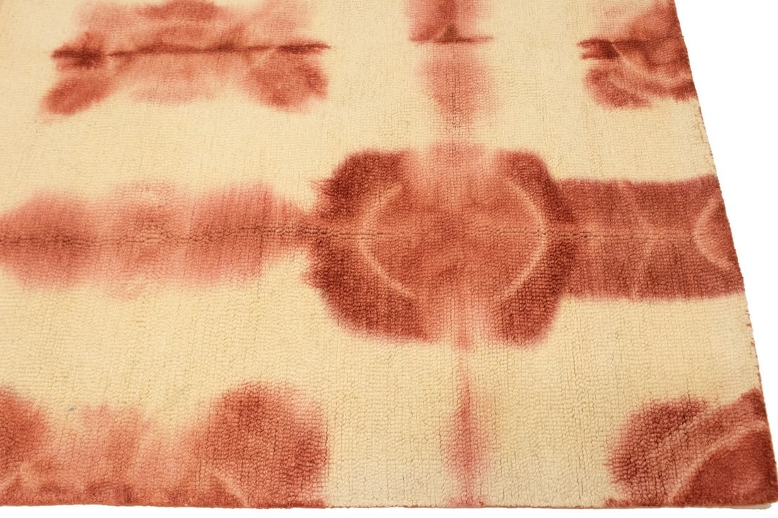 Rusty Red Cream Tie-Dye 5X8 Hand-Tufted Modern Rug - 10