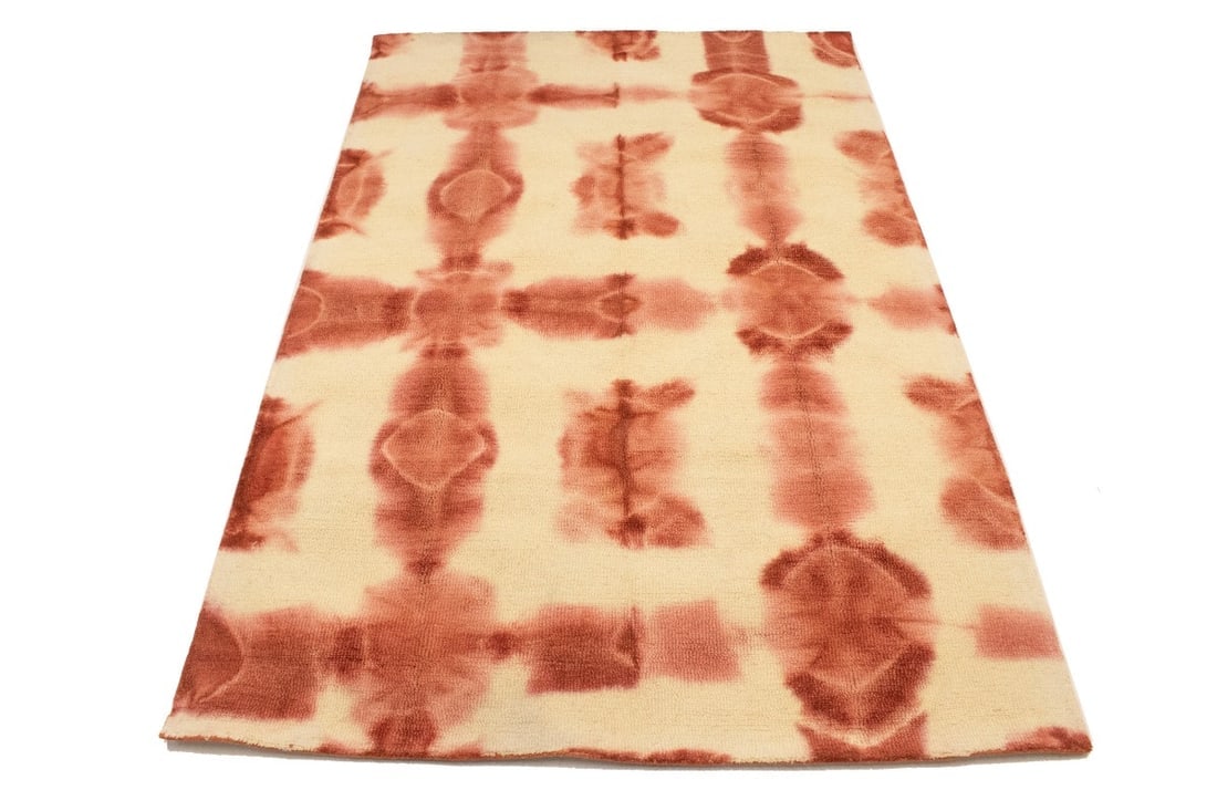 Rusty Red Cream Tie-Dye 5X8 Hand-Tufted Modern Rug - 15
