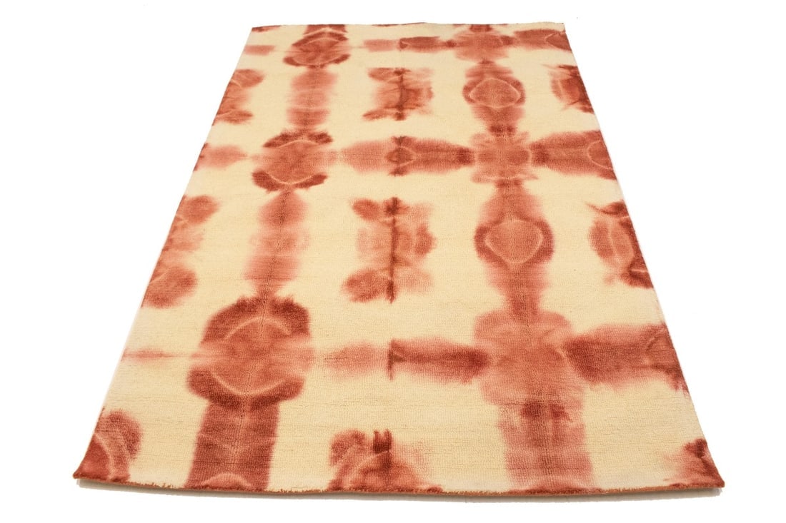 Rusty Red Cream Tie-Dye 5X8 Hand-Tufted Modern Rug - 3