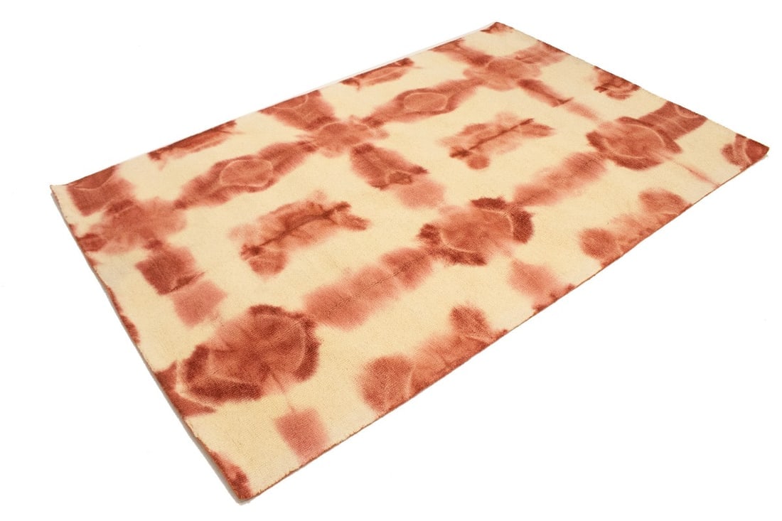 Rusty Red Cream Tie-Dye 5X8 Hand-Tufted Modern Rug - 5