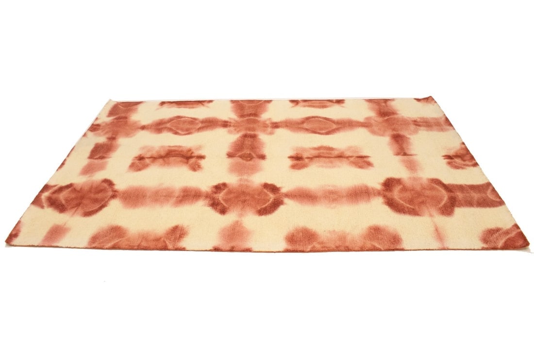 Rusty Red Cream Tie-Dye 5X8 Hand-Tufted Modern Rug - 6