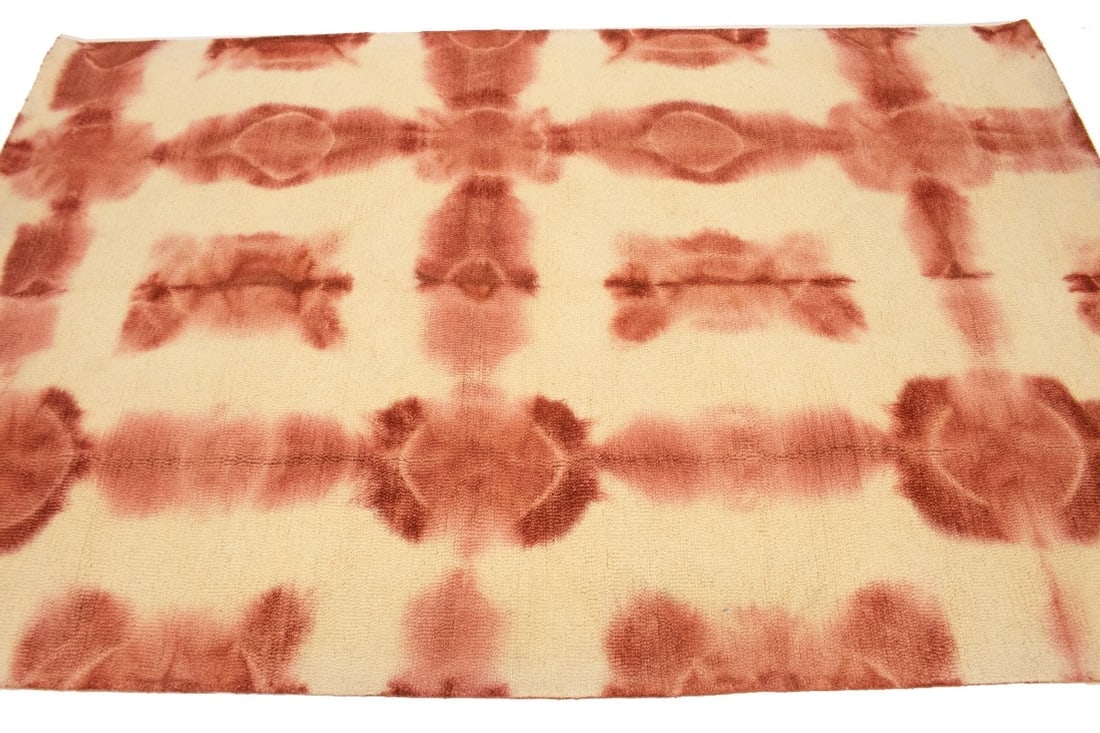 Rusty Red Cream Tie-Dye 5X8 Hand-Tufted Modern Rug - 7