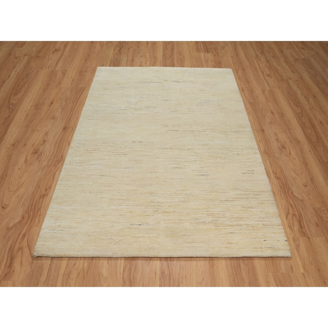 Bone White Modern Plain Design Lori Buft Gabbeh Hand Knotted Wool Rug - 2