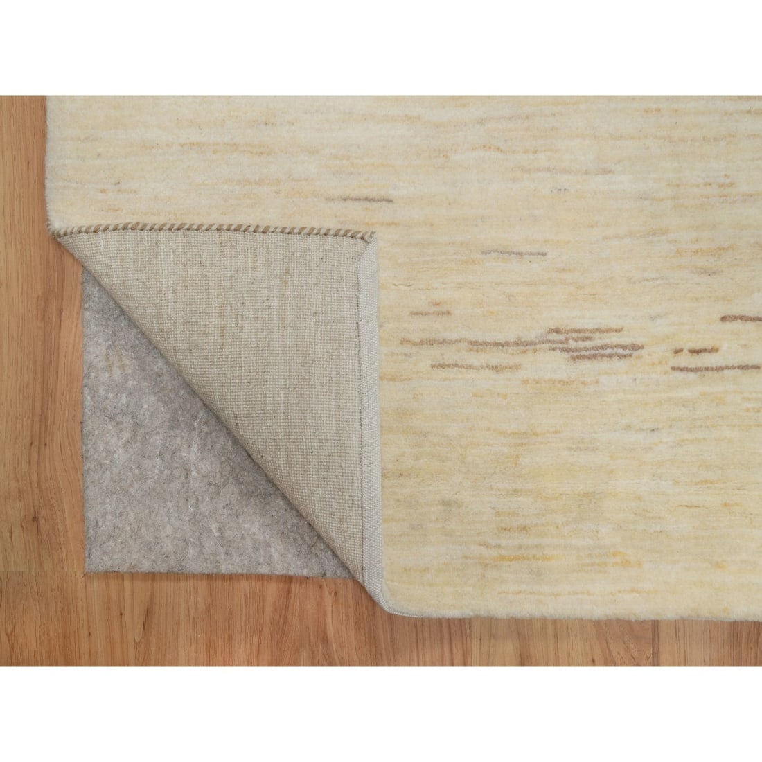 Bone White Modern Plain Design Lori Buft Gabbeh Hand Knotted Wool Rug - 3